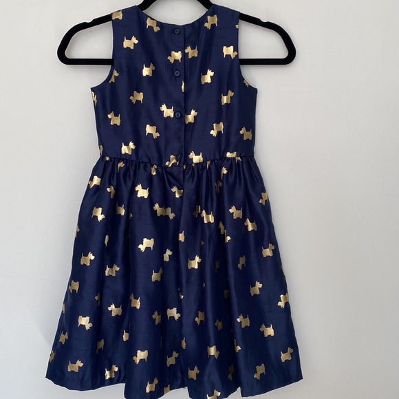 NEW Gymboree Sleeveless Girl 7 Navy Gold Scottie Dog Party Formal Dress Holidays - Picture 3 of 8